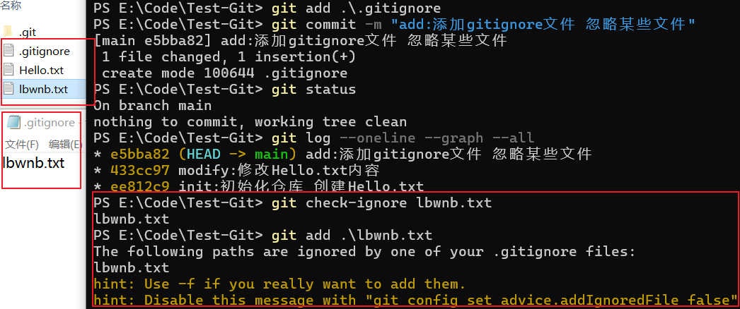ignore忽略规则生效